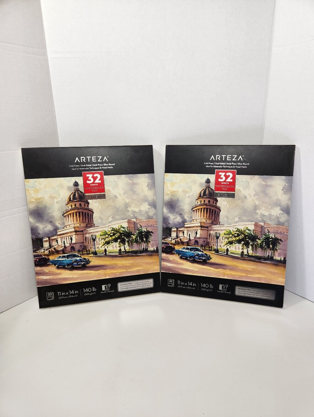 2 Pads of Arteza Expert Watercolor Pad 11 x 14 in 32 Sheets 140 lb White Paper